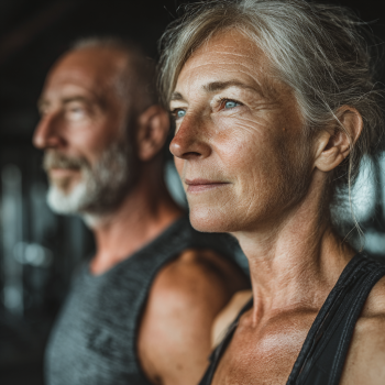Instruktor prowadzący zajęcia jogi dla seniorów w spokojnej atmosferze
